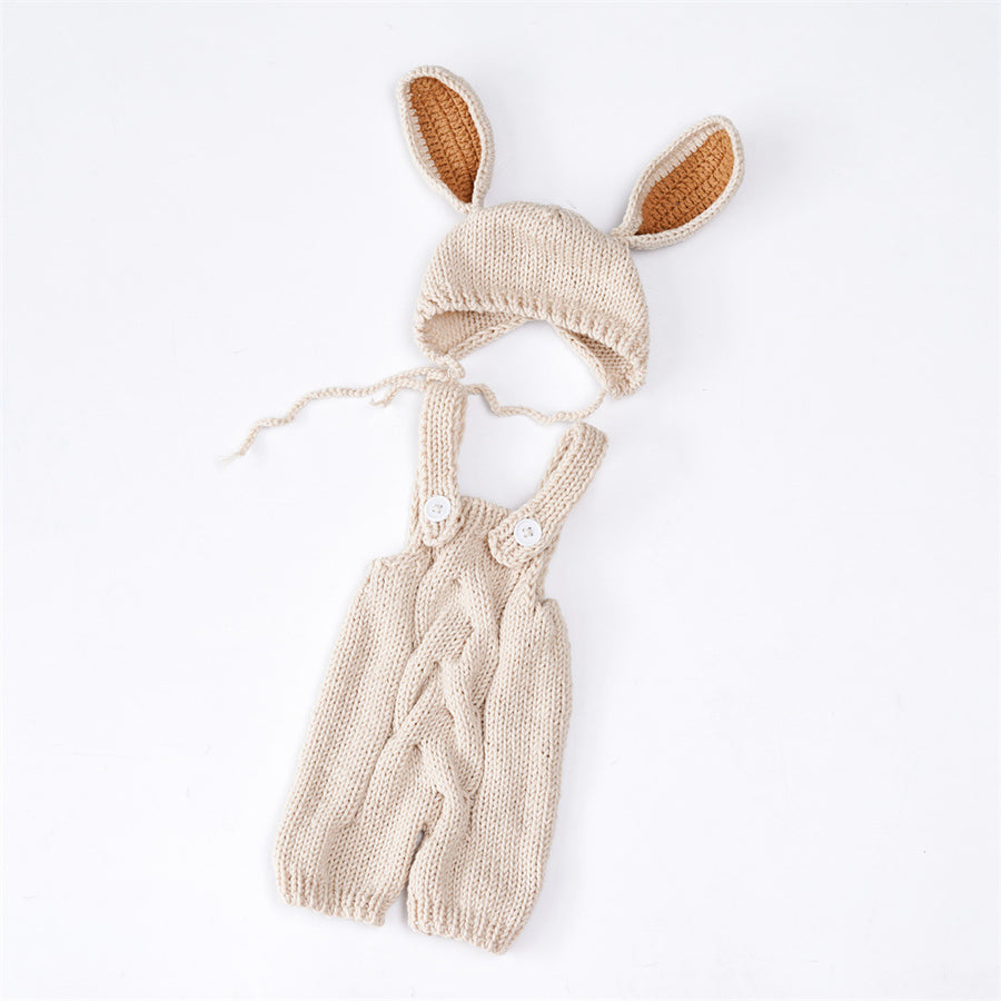Avezano Newborn Photo Clothes Knitted Big Ears Rabbit Suit