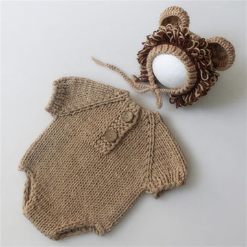 Avezano Newborn Costume Lion Wool Set Photography Props Outfits
