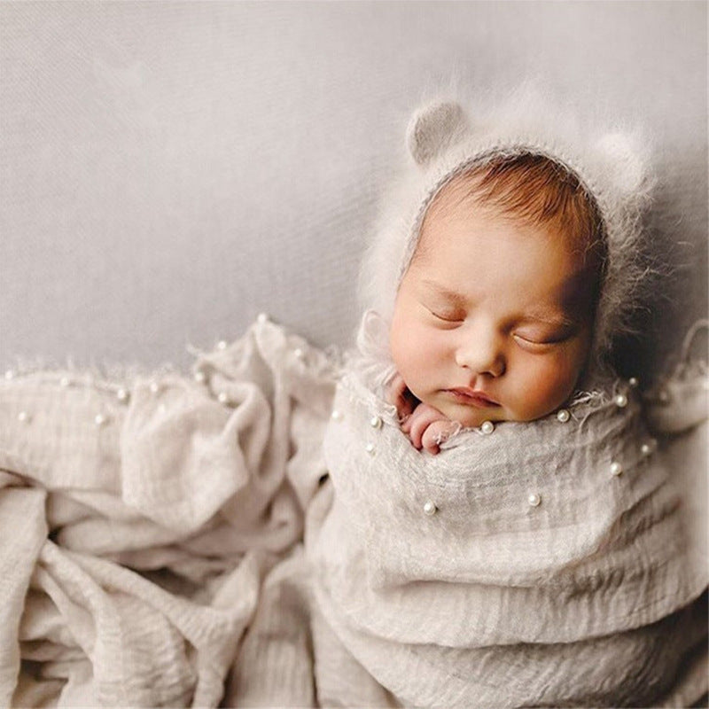 Avezano Baby Cotton Linen Pearl Wrap Props