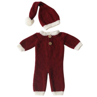 Avezano Newborn Outfits Photography Clothing Christmas Theme Styling Mohair Hat + Onesie Suit