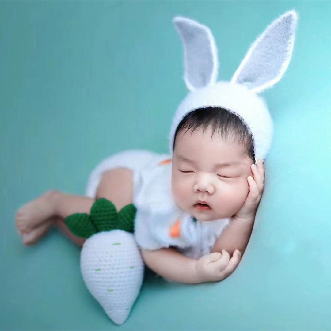 Avezano Newborn Photo Photography Knitted Big Ears Rabbit Radish Set
