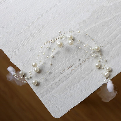 Avezano Bandeau de cheveux fait main en perles pour nouveau-né Ornement de cheveux de princesse