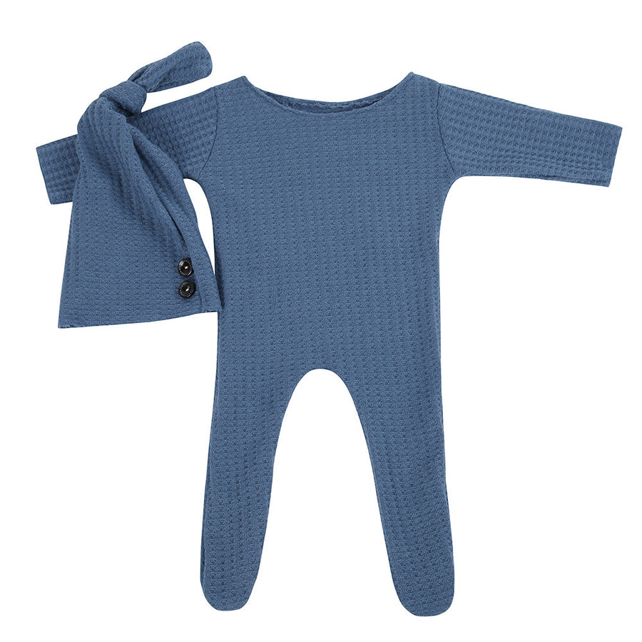 Avezano Newborn Photography Costume Knitted Onesie Long Tail Cap Two Piece Set