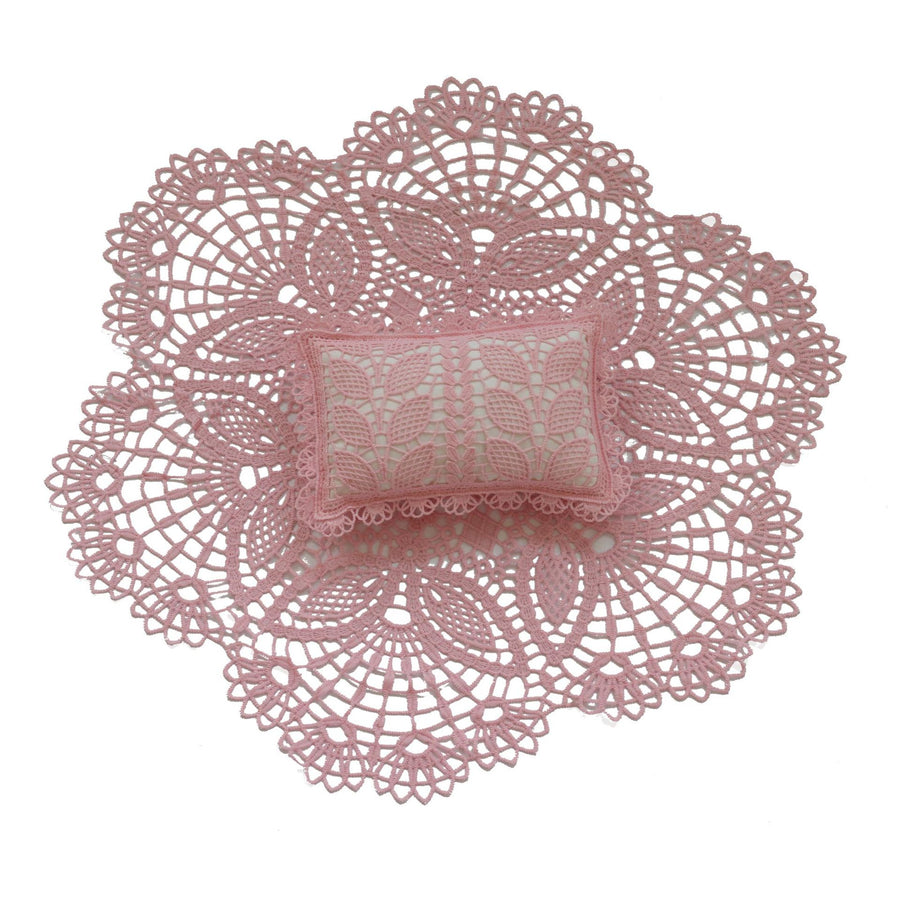 Avezano Newborn Baby Hollow Lace Round Blanket + Pillow Set Props
