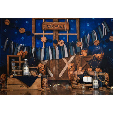 Avezano Fond Bleu Et Scène De Biscuits Toile De Fond Pour La Photographie