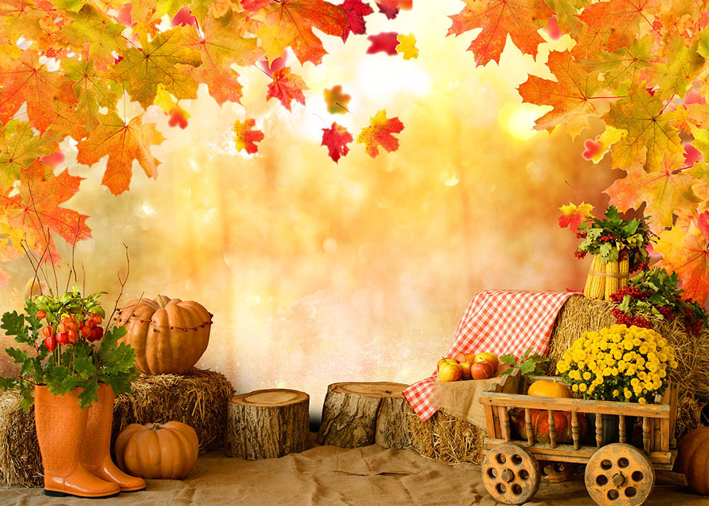 Avezano Maple Leaves Farm In Autumn Photography Backdrop-AVEZANO