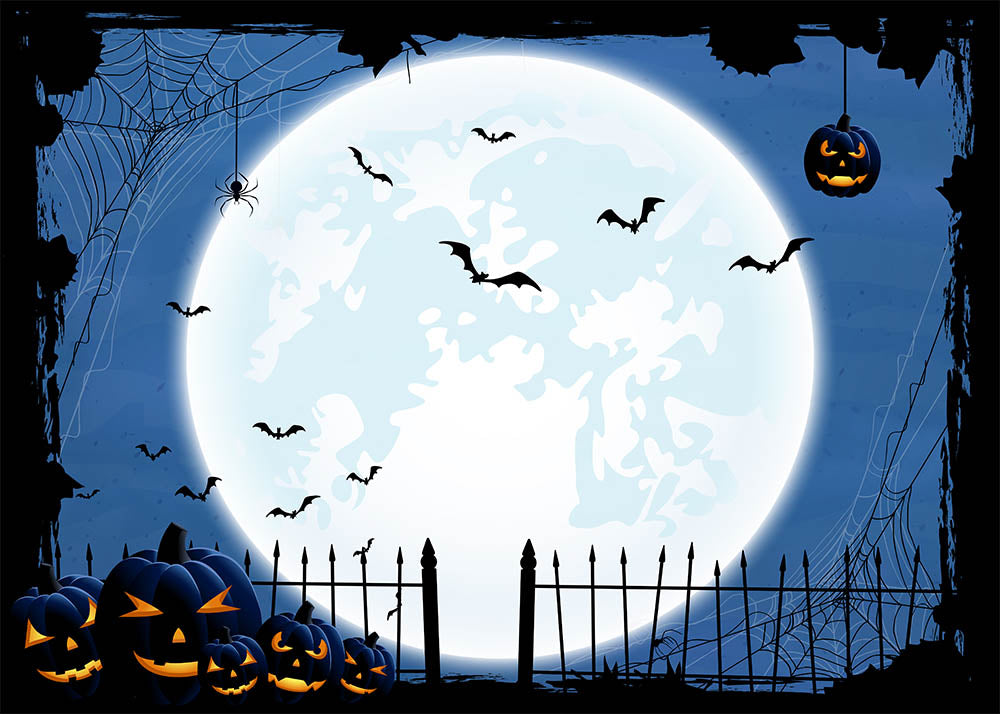 Avezano White Full Moon Night Halloween Photography Backdrop-AVEZANO
