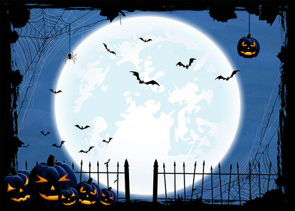 Avezano White Full Moon Night Halloween Photography Backdrop-AVEZANO