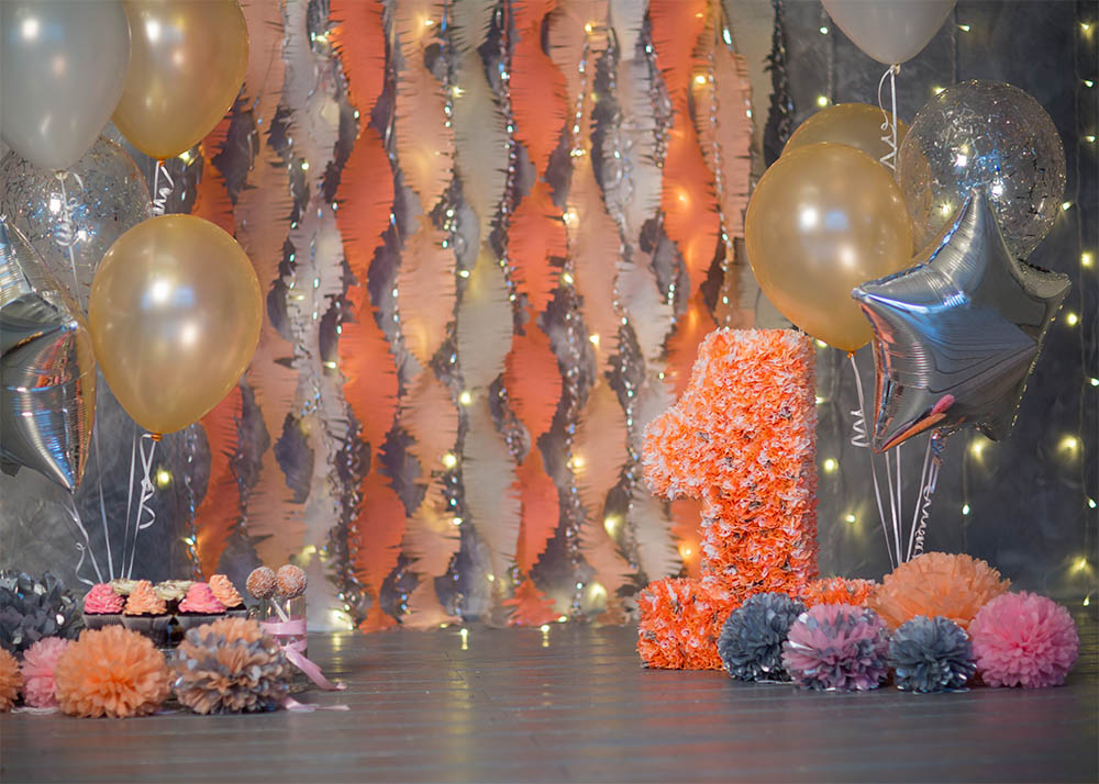 Avezano Paper Flowers And Balloons 1St Birthday Photography Backdrop-AVEZANO