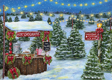 Avezano Christmas Tree Farm Hot Chocolate Coco Backdrop for Photography-AVEZANO