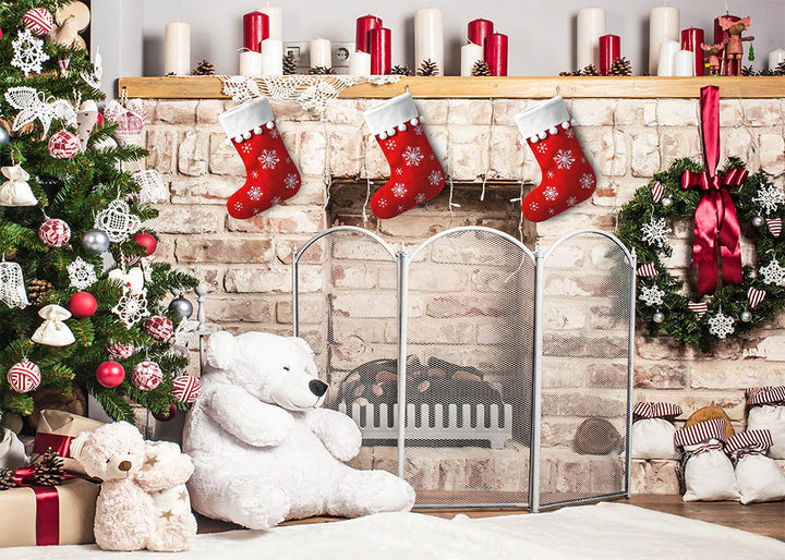 Avezano Christmas Tree Wreath Teddy Bear Backdrop For Photography-AVEZANO