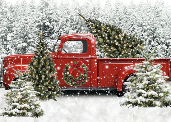 Avezano Pickup Trucks 2 pcs Christmas Set Backdrop