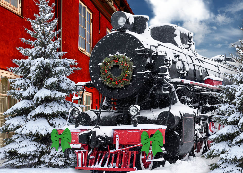 Avezano Christmas Train Backdrop For Photography-AVEZANO