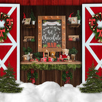 Avezano Hot Coco Wreath Christmas Backdrop Photography-AVEZANO