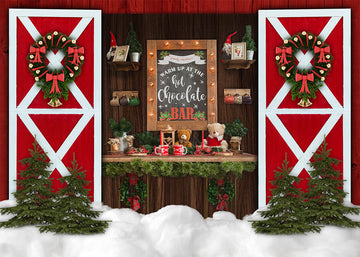 Avezano Hot Coco Wreath Christmas Backdrop Photography-AVEZANO