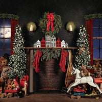 Avezano Fireplace Christmas 2 pcs Set Backdrop