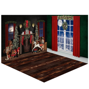 Avezano Christmas Toy Interior Arrangement Photography Backdrop Room Set-AVEZANO