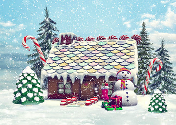 Avezano Creative Cabin In The Snow Christmas Photography Backdrop-AVEZANO