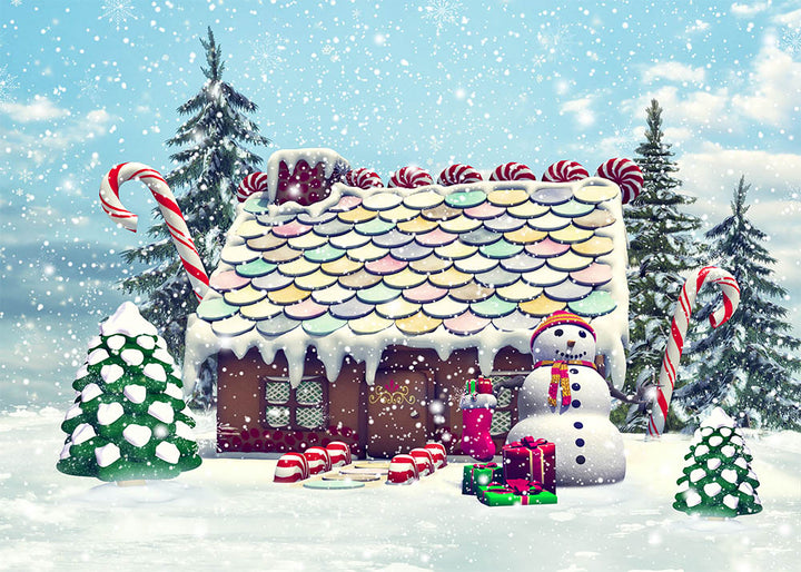 Avezano Creative Cabin In The Snow Christmas Photography Backdrop-AVEZANO