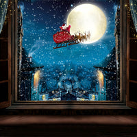 Avezano Santa Claus Outside the Window of the Christmas House Photography Backdrop Room Set