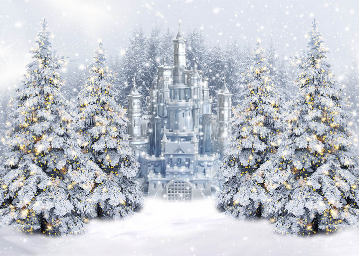 Avezano Castle Behind Christmas Tree Background Photography-AVEZANO