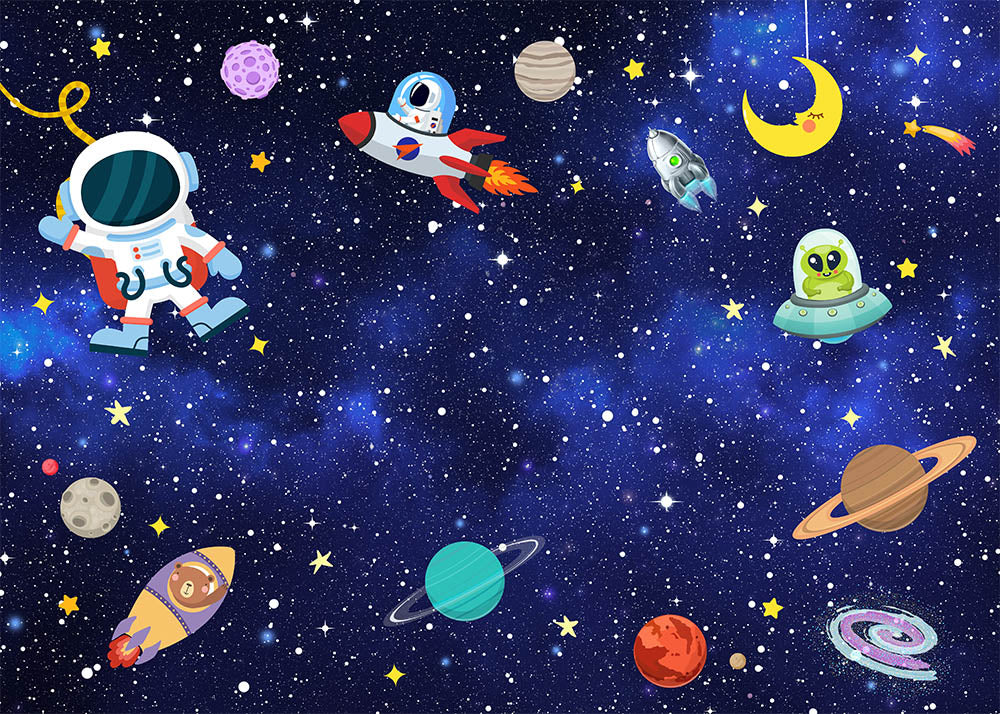 Avezano Astronaut Cosmic Exploration Universe Starry Sky Photography Backdrop For Kids-AVEZANO