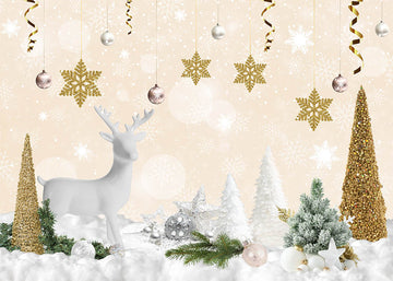 Avezano Christmas Elk Decoration Photography Backdrop-AVEZANO