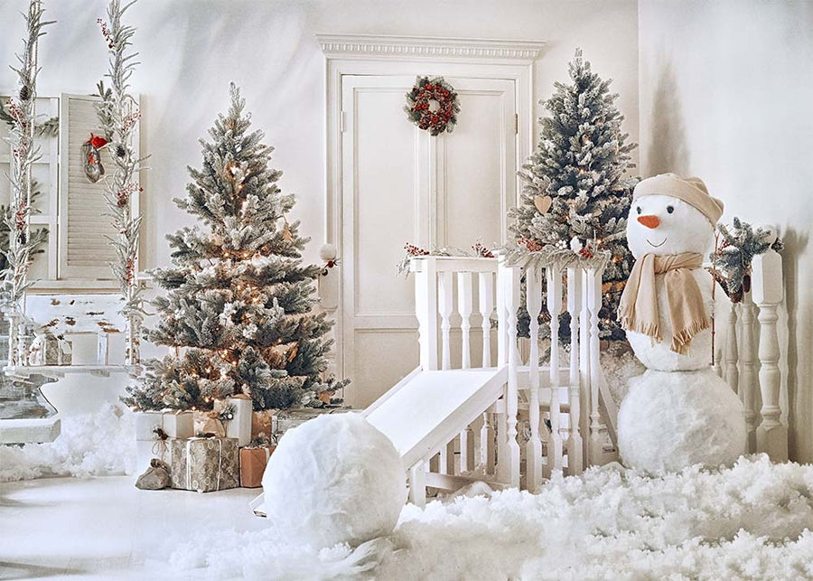 Avezano Outdoor Christmas Snow Decoration Photography Backdrop-AVEZANO