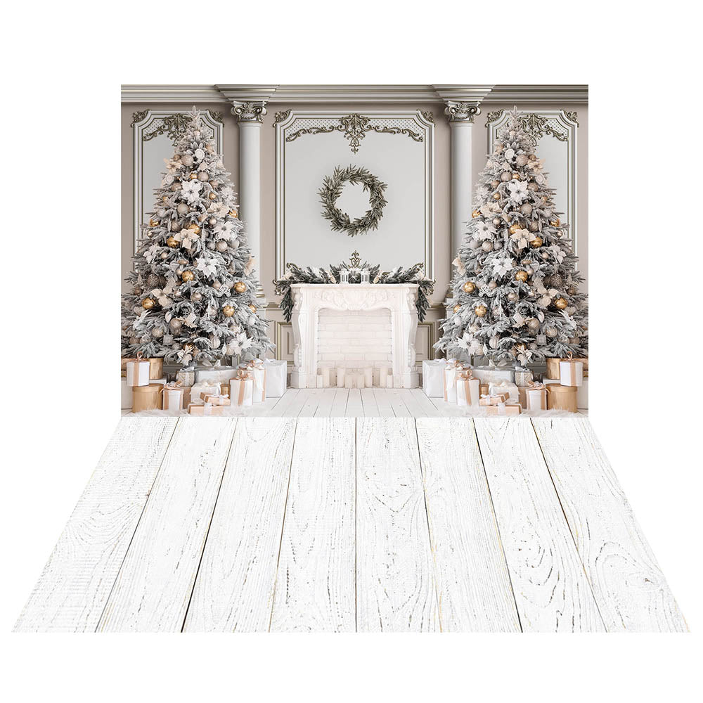 Avezano Interior Fireplace Decoration 2 pcs Christmas Set Backdrop