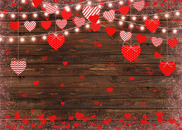 Avezano Wooden Walls Decorated With Love Motifs Valentine'S Day Theme Photography Backdrop-AVEZANO
