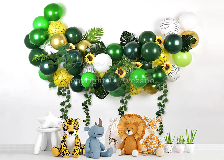 Avezano Balloon Decorations And Animal Dolls Photography Backdrop-AVEZANO