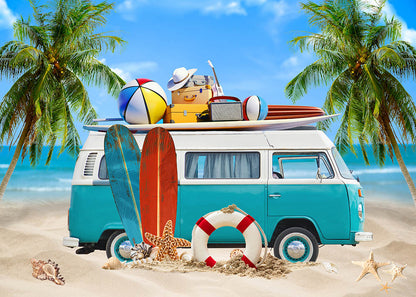 Avezano Beach Bus Backdrop For Photography-AVEZANO