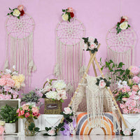 Avezano Pink Background Boho Flowers Backdrop For Photography-AVEZANO