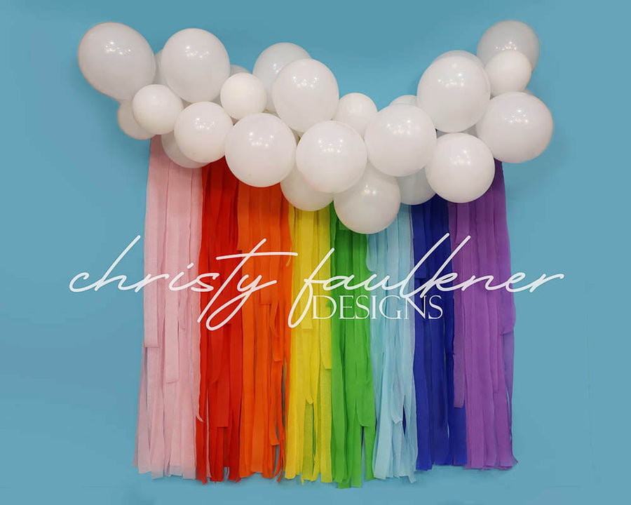 Avezano Rainbow Cloud Blue Backdrop For Photography Designed By Christy Faulkner-AVEZANO