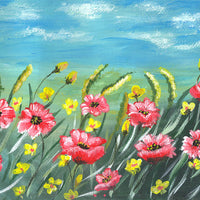 Avezano Hand-Painted Oil Painting Poppies Backdrop For Photography-AVEZANO