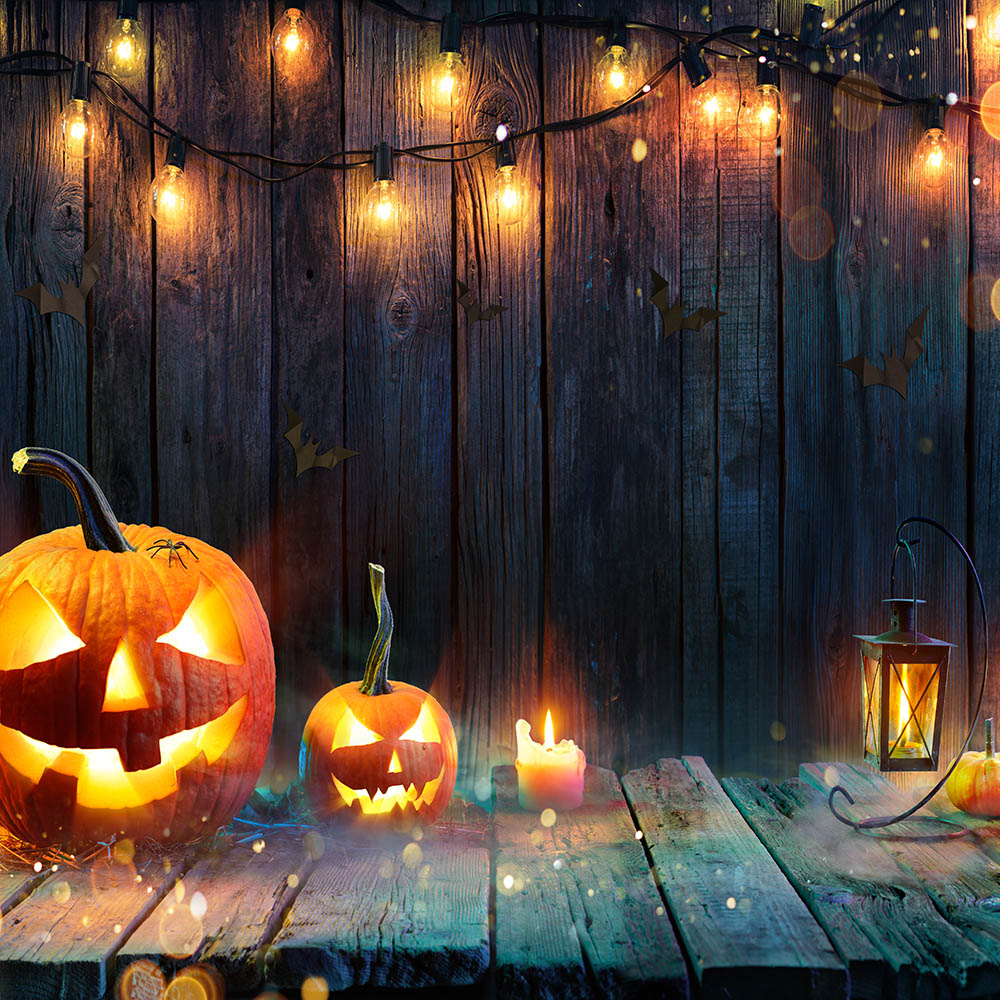 Avezano Halloween Pumpkin Lanterns Backdrop for Photography