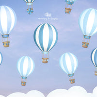 Avezano Blue Hot Air Balloons Backdrop for Photography Designed By Paula Easton