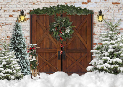 Avezano Christmas Tree in the Snow Photography Backdrop-AVEZANO