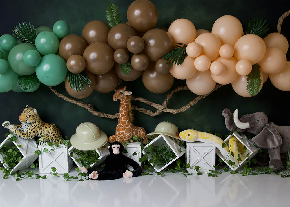 Avezano Jungle Animal Theme Balloons Backdrop For Photography Designed By Stefany Figueroa-AVEZANO