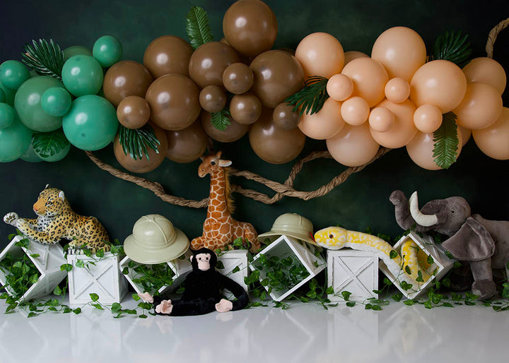 Avezano Jungle Animal Theme Balloons Backdrop For Photography Designed By Stefany Figueroa-AVEZANO