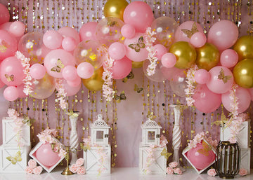Avezano Pink Balloons One Backdrop For Photography Designed By Stefany Figueroa-AVEZANO