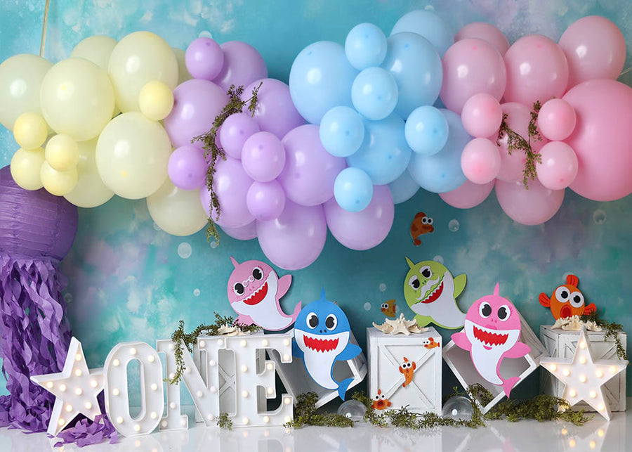 Avezano Balloons and Baby Sharks Photography Background by Stefany Figueroa