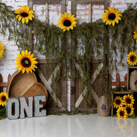 Avezano Door Panels and Sunflowers Photography Background by Stefany Figueroa