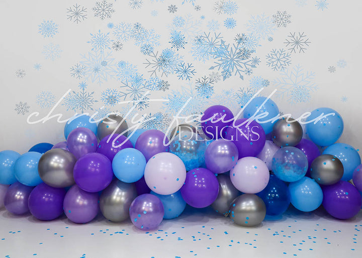 Avezano Blue and Purple Balloons with Snowflakes Backdrop Designed By Christy Faulkner-AVEZANO