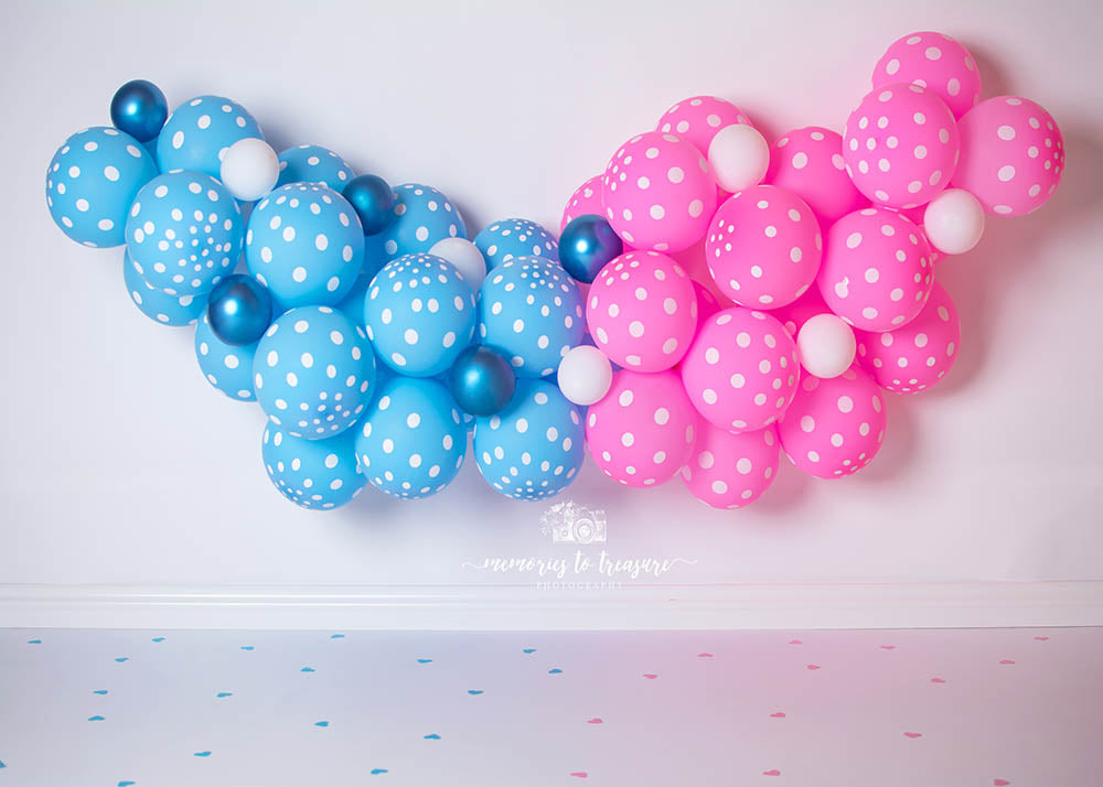 Avezano Red and Blue Balloons Party Backdrop for Photography By Paula Easton
