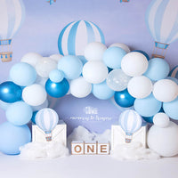 Avezano Blue Balloon One Year Old Party Backdrop for Photography By Paula Easton