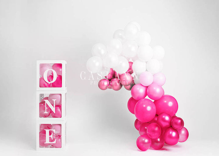 Avezano One Blocks Pink and White Balloons Photography Backdrop Designed By Casi Ann-AVEZANO
