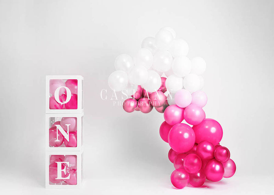 Avezano One Blocks Pink and White Balloons Photography Backdrop Designed By Casi Ann-AVEZANO