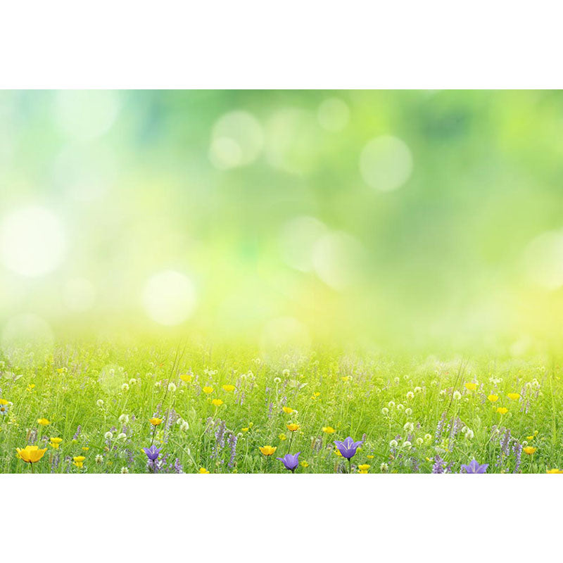Avezano Spring Green Grass With Bokeh Photography Backdrop-AVEZANO