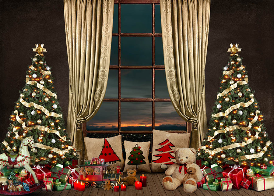 Avezano Christmas Tree and Gift Decoration Photography Background-AVEZANO